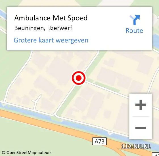 Locatie op kaart van de 112 melding: Ambulance Met Spoed Naar Beuningen, IJzerwerf op 9 juni 2019 03:43