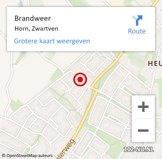 Locatie op kaart van de 112 melding: Brandweer Horn, Zwartven op 9 juni 2019 04:56