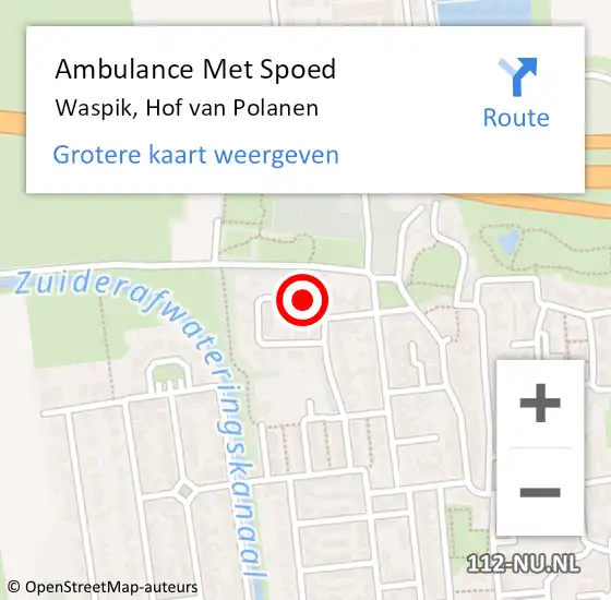 Locatie op kaart van de 112 melding: Ambulance Met Spoed Naar Waspik, Hof van Polanen op 9 juni 2019 07:12