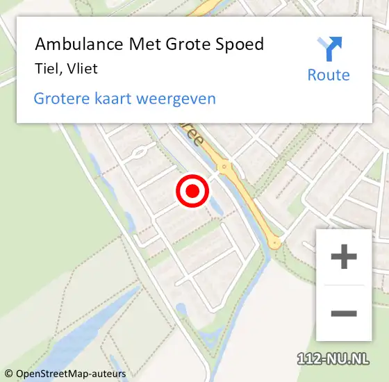 Locatie op kaart van de 112 melding: Ambulance Met Grote Spoed Naar Tiel, Vliet op 9 juni 2019 07:47