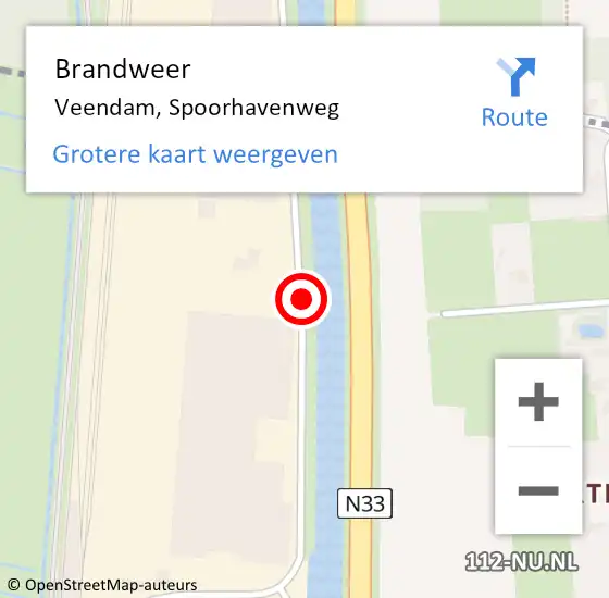 Locatie op kaart van de 112 melding: Brandweer Veendam, Spoorhavenweg op 3 april 2014 18:47