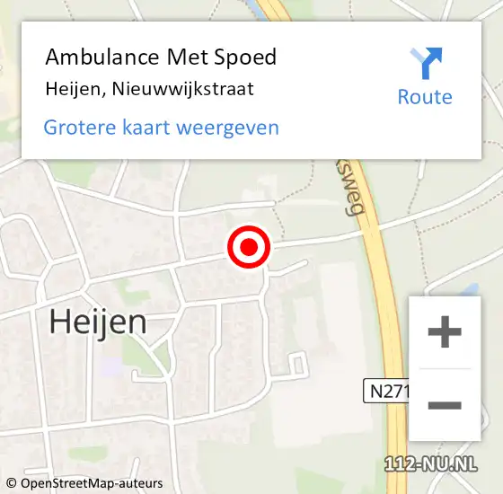 Locatie op kaart van de 112 melding: Ambulance Met Spoed Naar Heijen, Nieuwwijkstraat op 9 juni 2019 08:38