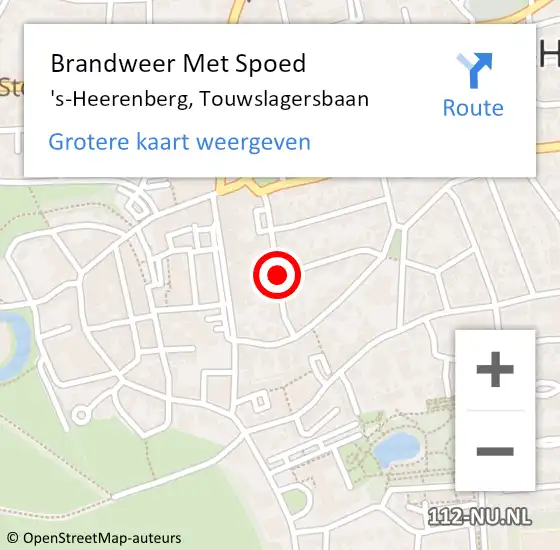 Locatie op kaart van de 112 melding: Brandweer Met Spoed Naar 's-Heerenberg, Touwslagersbaan op 9 juni 2019 09:14