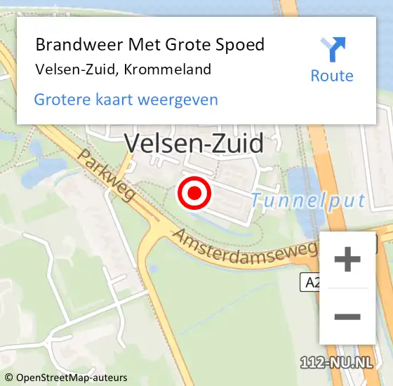 Locatie op kaart van de 112 melding: Brandweer Met Grote Spoed Naar Velsen-Zuid, Krommeland op 9 juni 2019 09:56