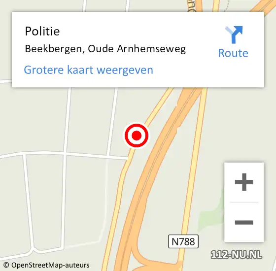 Locatie op kaart van de 112 melding: Politie Beekbergen, Oude Arnhemseweg op 9 juni 2019 09:57