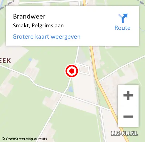 Locatie op kaart van de 112 melding: Brandweer Smakt, Pelgrimslaan op 9 juni 2019 13:59