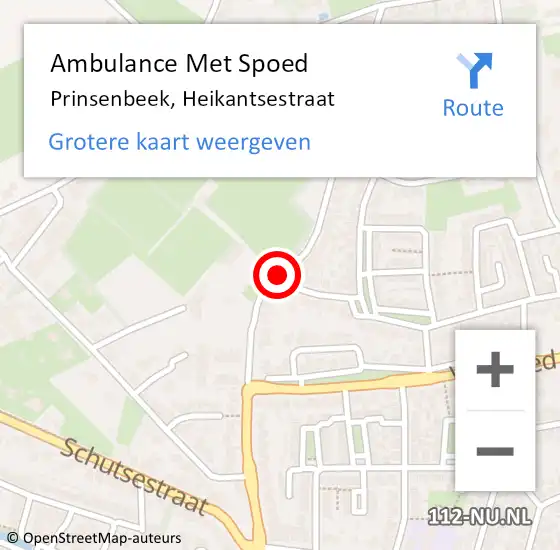 Locatie op kaart van de 112 melding: Ambulance Met Spoed Naar Prinsenbeek, Heikantsestraat op 9 juni 2019 14:38