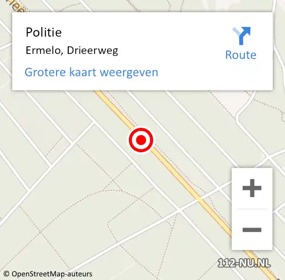 Locatie op kaart van de 112 melding: Politie Ermelo, Drieerweg op 9 juni 2019 15:10