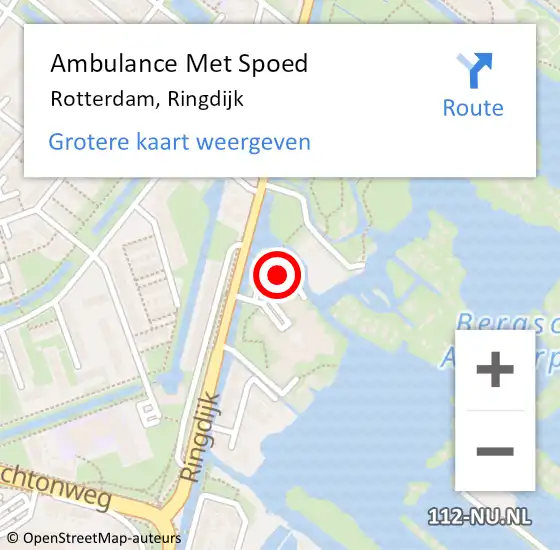 Locatie op kaart van de 112 melding: Ambulance Met Spoed Naar Rotterdam, Ringdijk op 9 juni 2019 15:18