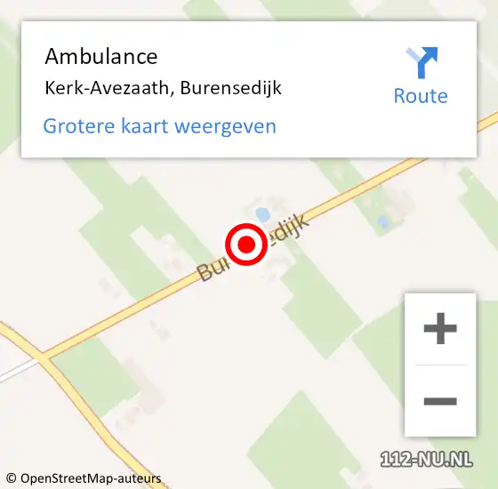 Locatie op kaart van de 112 melding: Ambulance Kerk-Avezaath, Burensedijk op 9 juni 2019 15:38