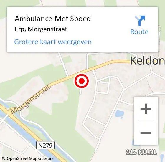 Locatie op kaart van de 112 melding: Ambulance Met Spoed Naar Erp, Morgenstraat op 9 juni 2019 16:21