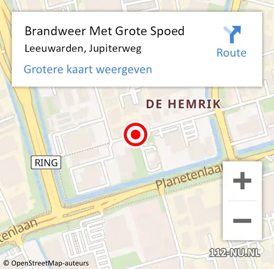 Locatie op kaart van de 112 melding: Brandweer Met Grote Spoed Naar Leeuwarden, Jupiterweg op 9 juni 2019 16:33