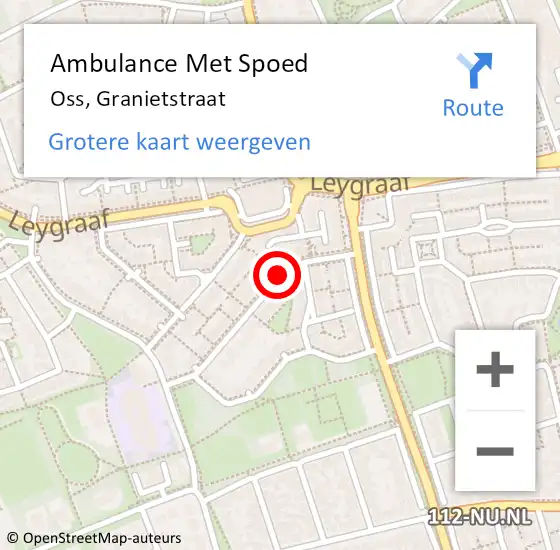 Locatie op kaart van de 112 melding: Ambulance Met Spoed Naar Oss, Granietstraat op 9 juni 2019 16:37