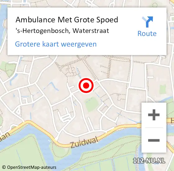 Locatie op kaart van de 112 melding: Ambulance Met Grote Spoed Naar 's-Hertogenbosch, Waterstraat op 9 juni 2019 17:48
