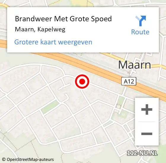 Locatie op kaart van de 112 melding: Brandweer Met Grote Spoed Naar Maarn, Kapelweg op 9 juni 2019 17:58