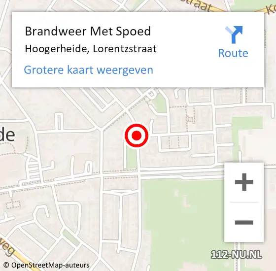 Locatie op kaart van de 112 melding: Brandweer Met Spoed Naar Hoogerheide, Lorentzstraat op 9 juni 2019 18:44