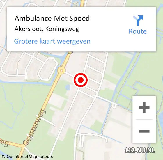 Locatie op kaart van de 112 melding: Ambulance Met Spoed Naar Akersloot, Koningsweg op 9 juni 2019 18:49