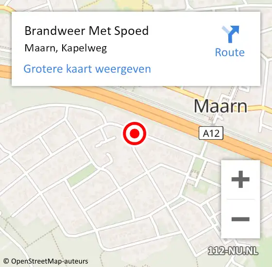 Locatie op kaart van de 112 melding: Brandweer Met Spoed Naar Maarn, Kapelweg op 9 juni 2019 18:53