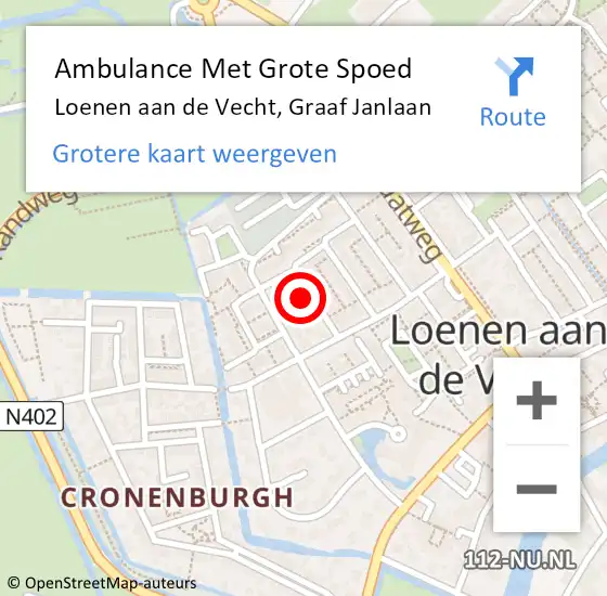 Locatie op kaart van de 112 melding: Ambulance Met Grote Spoed Naar Loenen aan de Vecht, Graaf Janlaan op 3 april 2014 19:42