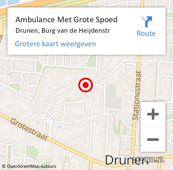 Locatie op kaart van de 112 melding: Ambulance Met Grote Spoed Naar Drunen, Burg van de Heijdenstr op 9 juni 2019 20:08