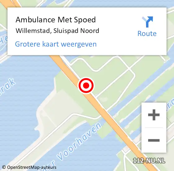 Locatie op kaart van de 112 melding: Ambulance Met Spoed Naar Willemstad, Sluispad Noord op 9 juni 2019 20:20