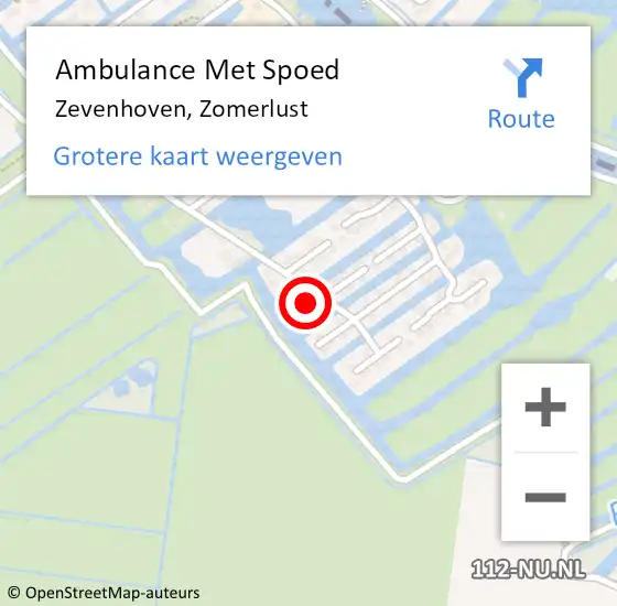 Locatie op kaart van de 112 melding: Ambulance Met Spoed Naar Zevenhoven, Zomerlust op 3 april 2014 19:49