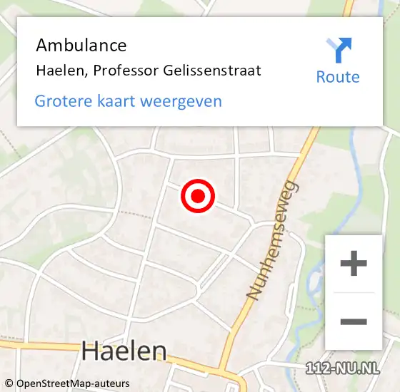 Locatie op kaart van de 112 melding: Ambulance Haelen, Professor Gelissenstraat op 9 juni 2019 21:16