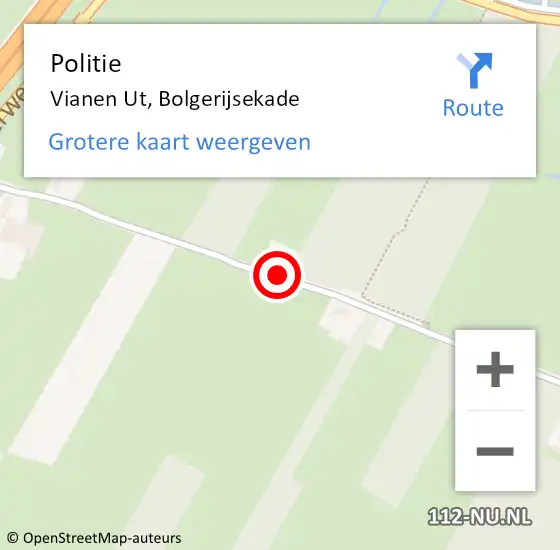 Locatie op kaart van de 112 melding: Politie Vianen Ut, Bolgerijsekade op 9 juni 2019 21:35