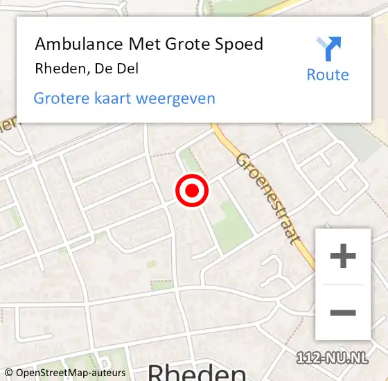 Locatie op kaart van de 112 melding: Ambulance Met Grote Spoed Naar Rheden, De Del op 9 juni 2019 21:36
