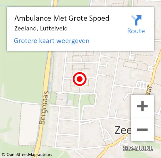 Locatie op kaart van de 112 melding: Ambulance Met Grote Spoed Naar Zeeland, Luttelveld op 9 juni 2019 23:09