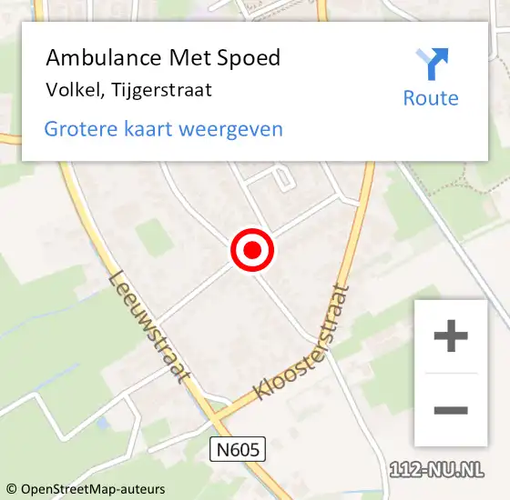 Locatie op kaart van de 112 melding: Ambulance Met Spoed Naar Volkel, Tijgerstraat op 9 juni 2019 23:12