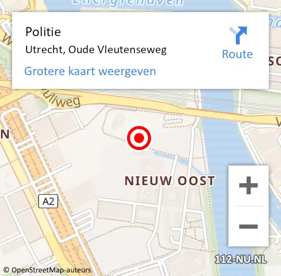 Locatie op kaart van de 112 melding: Politie Utrecht, Oude Vleutenseweg op 9 juni 2019 23:14