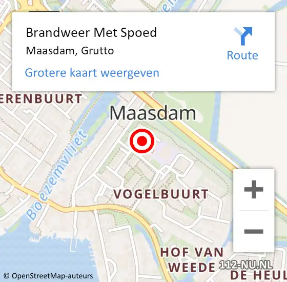 Locatie op kaart van de 112 melding: Brandweer Met Spoed Naar Maasdam, Grutto op 9 juni 2019 23:29