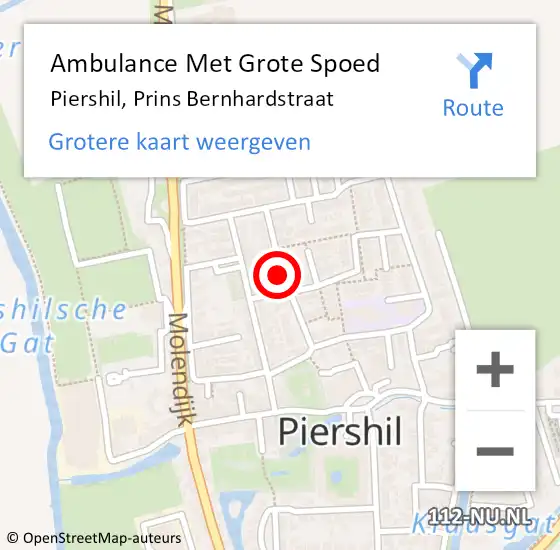 Locatie op kaart van de 112 melding: Ambulance Met Grote Spoed Naar Piershil, Prins Bernhardstraat op 10 juni 2019 00:22