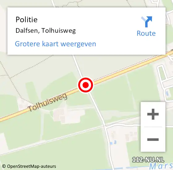 Locatie op kaart van de 112 melding: Politie Dalfsen, Tolhuisweg op 10 juni 2019 02:25