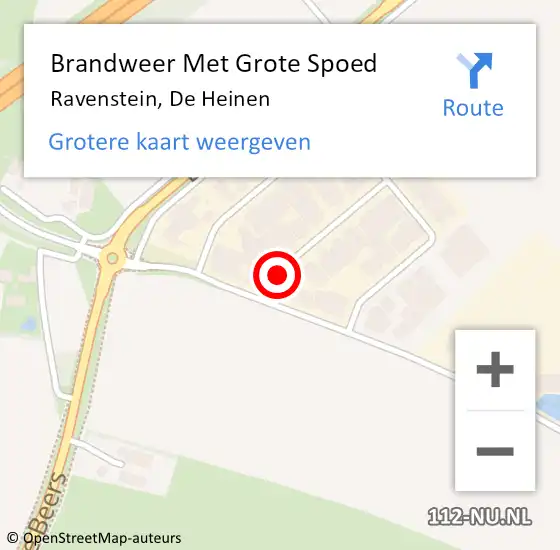 Locatie op kaart van de 112 melding: Brandweer Met Grote Spoed Naar Ravenstein, De Heinen op 10 juni 2019 03:21