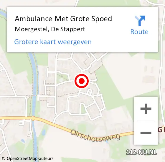 Locatie op kaart van de 112 melding: Ambulance Met Grote Spoed Naar Moergestel, De Stappert op 10 juni 2019 05:43
