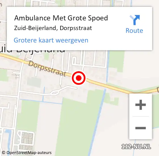 Locatie op kaart van de 112 melding: Ambulance Met Grote Spoed Naar Zuid-Beijerland, Dorpsstraat op 10 juni 2019 07:16