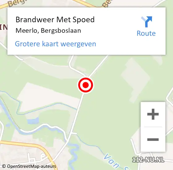 Locatie op kaart van de 112 melding: Brandweer Met Spoed Naar Meerlo, Bergsboslaan op 10 juni 2019 07:42