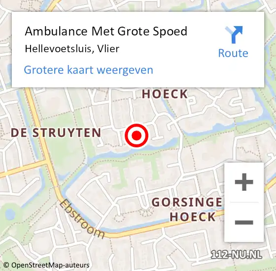 Locatie op kaart van de 112 melding: Ambulance Met Grote Spoed Naar Hellevoetsluis, Vlier op 10 juni 2019 09:04