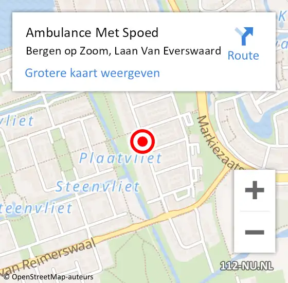 Locatie op kaart van de 112 melding: Ambulance Met Spoed Naar Bergen op Zoom, Laan van Everswaard op 10 juni 2019 09:10