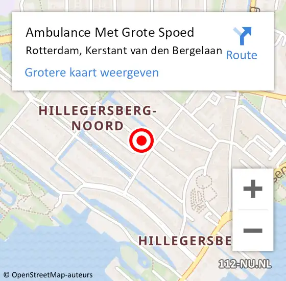Locatie op kaart van de 112 melding: Ambulance Met Grote Spoed Naar Rotterdam, Kerstant van den Bergelaan op 10 juni 2019 09:51