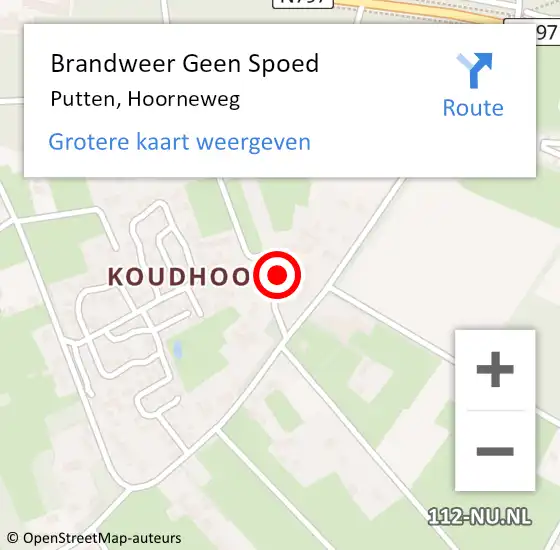 Locatie op kaart van de 112 melding: Brandweer Geen Spoed Naar Putten, Hoorneweg op 10 juni 2019 10:18