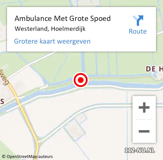 Locatie op kaart van de 112 melding: Ambulance Met Grote Spoed Naar Westerland, Hoelmerdijk op 10 juni 2019 11:21