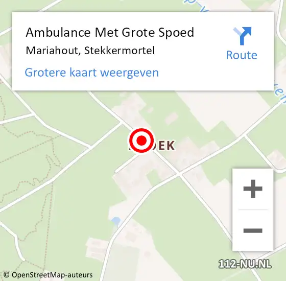 Locatie op kaart van de 112 melding: Ambulance Met Grote Spoed Naar Mariahout, Stekkermortel op 10 juni 2019 11:35