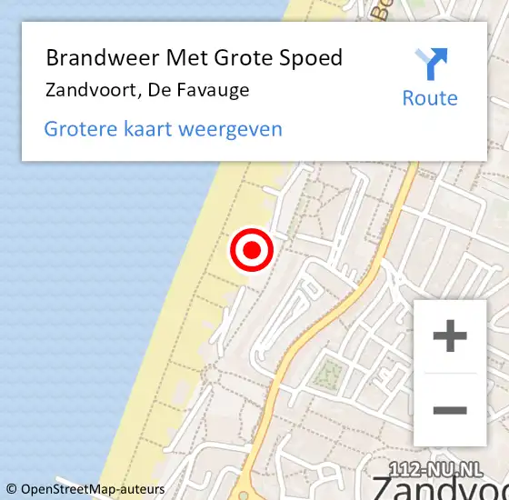 Locatie op kaart van de 112 melding: Brandweer Met Grote Spoed Naar Zandvoort, De Favauge op 10 juni 2019 11:41