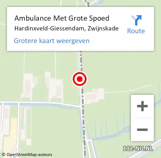 Locatie op kaart van de 112 melding: Ambulance Met Grote Spoed Naar Hardinxveld-Giessendam, Zwijnskade op 10 juni 2019 11:55