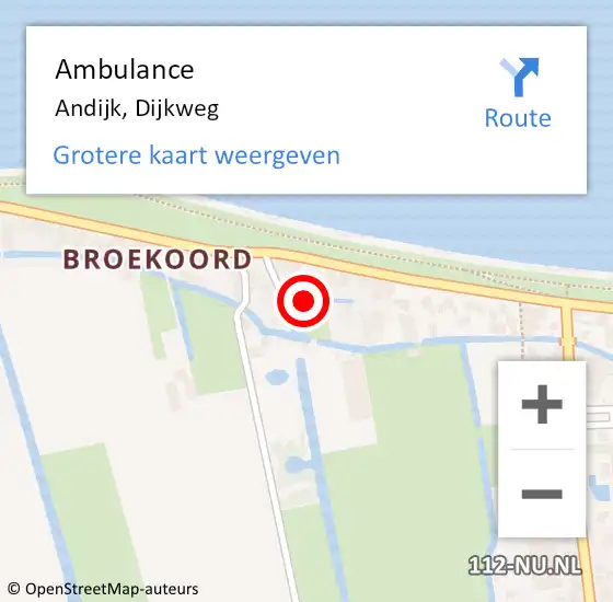 Locatie op kaart van de 112 melding: Ambulance Andijk, Dijkweg op 10 juni 2019 12:06