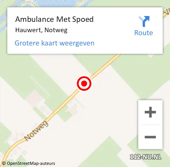 Locatie op kaart van de 112 melding: Ambulance Met Spoed Naar Hauwert, Notweg op 10 juni 2019 12:35