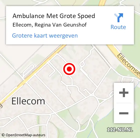 Locatie op kaart van de 112 melding: Ambulance Met Grote Spoed Naar Ellecom, Regina Van Geunshof op 3 april 2014 21:07